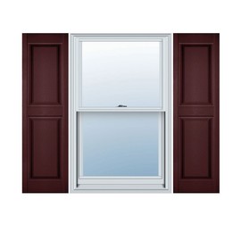 Builders Edge 12 in. W x 35 in. H Builders Edge, Standard Two Equal Panels, Raised Panel Shutters, Includes Matching Installation Spikes (Per Pair), 167 - Bordeaux