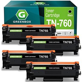 GREENBOX Compatible Toner Cartridge Replacement for Brother TN760 TN-760 TN730 TN-730 for Brother MFC-L2710DW HL-L2350DW HL-L2370DW HL-L2395DW MFC-L2750DW DCP-L2550DW HL-L2390DW MFC-L2730DW (4 Black)