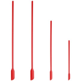 4pcs Mini Silicone Spatula Set, 3 Size Makeup Spatula Small Rubber Spatula for Thin Jar Skinny Openings Bottles, Tiny Scraper for Kitchen and Cosmetic, Multipurpose Scraping Mixing Tools (Red)