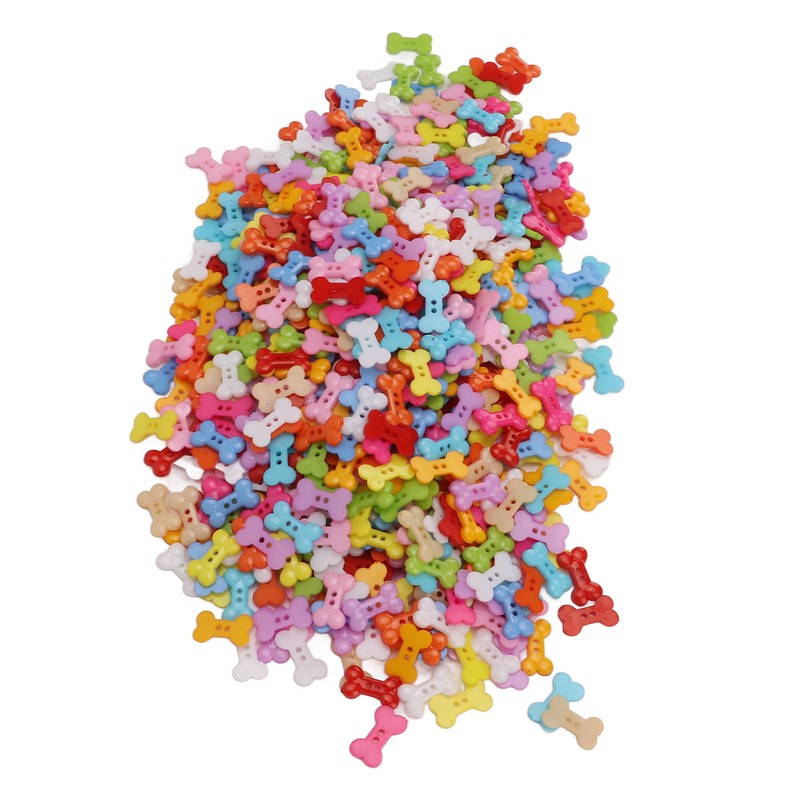 1000Pcs Dog Bone Buttons Bright Vivid Colors Cute Dog Bone