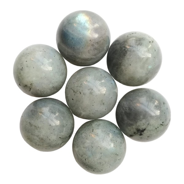 Manekieko 7-Piece Natural Moonstone Crystal Ball Set, 20 mm Feng Shui Chakra Aura Home Desk Decorative Collection