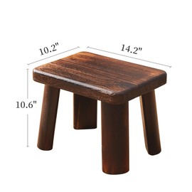 GZQWDC Wooden Step Stool for Adults and Kids,Foot Stool,Kitchen Small Wood Bench,Wood Plant Stand (14.2"x10.2"x10.6")
