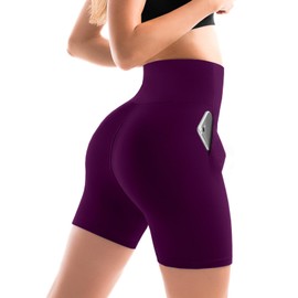 SINOPHANT Women's High Waist Cycling Shorts with Pockets Short Shorts Leggings for Summer Sports Fitness Yoga, purple