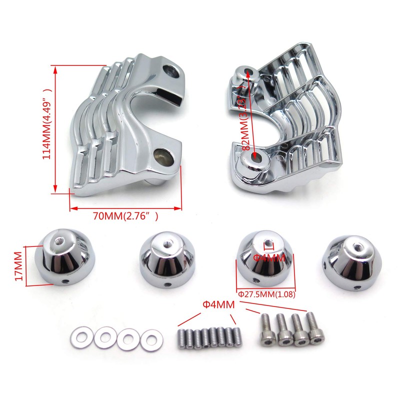 HTTMT- Chrome Slotted Finned Spark Plug Head Bolt Covers Compatible