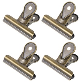 ibasenice Clips, Large, Set of 4, 2.6 inches (65 mm) Wide, Antique Style, Bulldog Clip, Eyelets, Metal, Strong, Binder for Paper, Document Organization, Food, Bag Stopper, Office Supplies, Photo Props