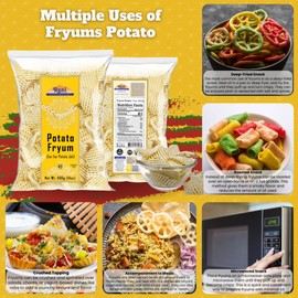 Rani Far Far/Fryums (Wheat & Tapioca Pellet) Potato Jhali 14oz (400g) ~ Vegan, Kosher, Uncooked, Used to Make Papad, Bhungra/Chip Snack