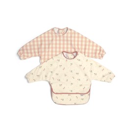 Mamas & Papas 2-Pack Waterproof Long Sleeved Messy Baby Bibs, Ideal for Weaning for 6-18 Months - Berry Picnic