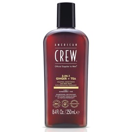 American Crew Champú 3 en 1 de jengibre + té, acondicionador y gel de baño, 8.4 onzas líquidas (paquete de 1)