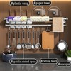 Multifunctional Kitchen Storage Rack, No-Drill Adhesive Wall Mounted Utensil &