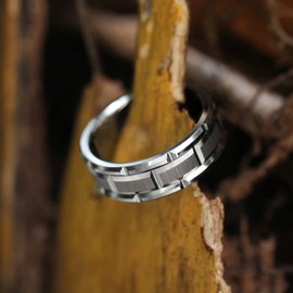 Zakk Men's Tungsten Black Gold Silver 8 mm Wide Brick Pattern Engagement Rings Wedding Rings Friendship Rings, Tungsten, No Gemstone