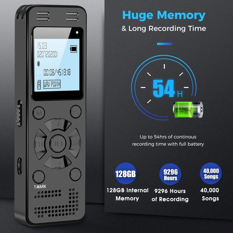 Evida 128GB Digital Voice Recorder for Lectures Meetings - EVIDA