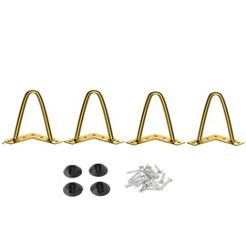 Osring 2 Inch Hairpin Legs Solid Steel Furniture Table Feet 4pcs, Heavy Duty Hairpin Feet 3/8” Dia 2 Rods Furniture Legs Golden with Protector Pads for TV Stand, Cabinet and Coffee Table