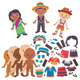 Baker Ross FN014 Around the World Dress Up Magnet Kits - Pack of 8, Educational Arts and Crafts Kits, Learning Resources
