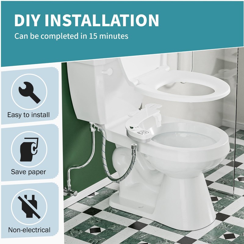 PIKETS Bidet Attachment for Toilet, Dual Nozzle (Frontal and Rear