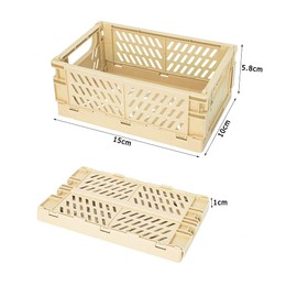 TORASO 4 Pack Mini [15cm L x 10cm W x 5.7cm H] Plastic Baskets for Shelf Storage Organizing, Durable and Reliable Folding Storage Crate, Ideal for Home Kitchen Classroom (Yellow,4pcs).CA