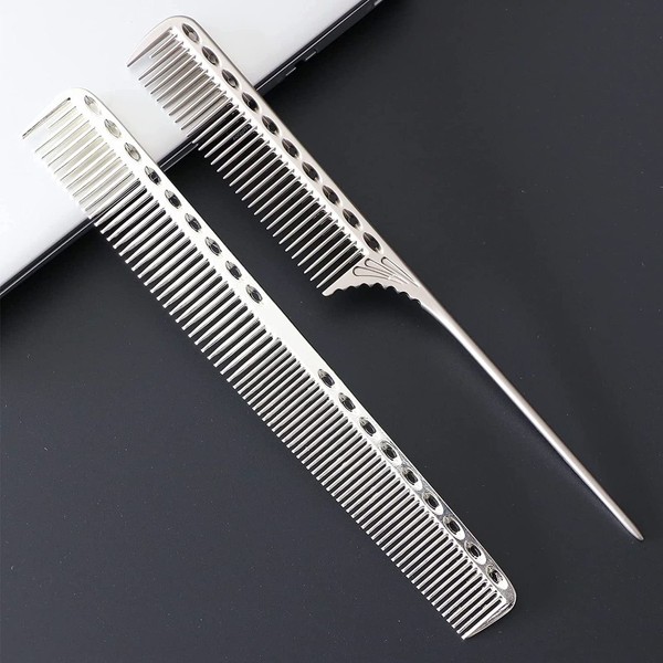 2 Stainless Steel Combs, comb for men,Beard Comb, barber comb,Stainless