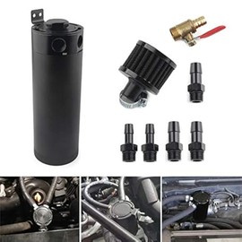 750ml Baffled Oil Catch Can Reservoir Tank Universal Breather Filter With Drain Valve 2 Port Aluminum