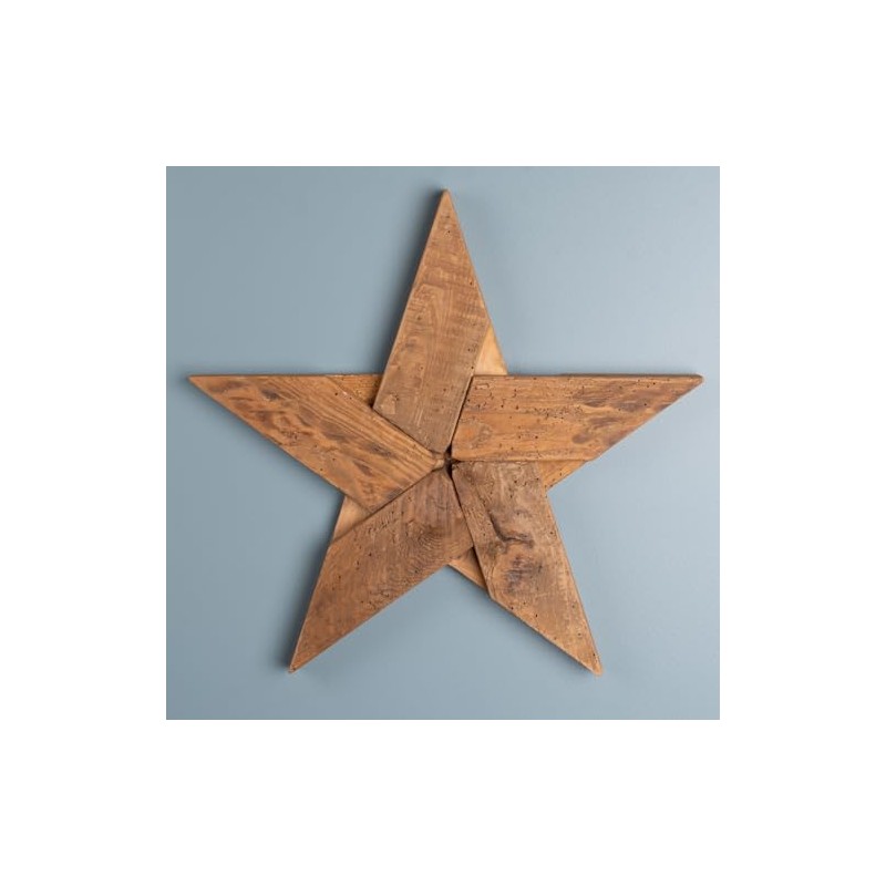 Melrose International Pine Wood Star Decor (Set of 2)