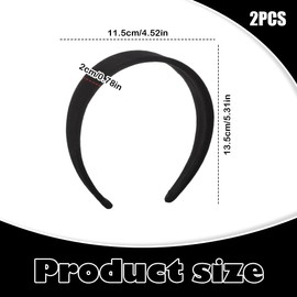 2 Pcs Satin Black Headbands for Women & Girls, headbands for women,Plain Wide Elastic Hairbands, Solid Color Hoops for Mothers, Sisters, Cosplay, Holiday & DIY, black headbands for women