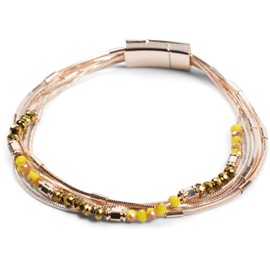 styleBREAKER 05040179 Women's Bracelet with Fine Snake Chain and Plastic Beads Magnetic Clasp Bracelet Jewellery, Metal