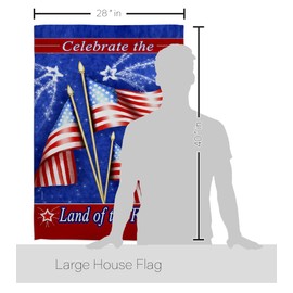 Breeze Decor Celebrate Freedom House Flag - Pack Patriotic Fourth of July Independence Day Fireworks BBQ United State American Support Our Troops - Banner Small Garden Yard Gift Double-Sided 28 X 40