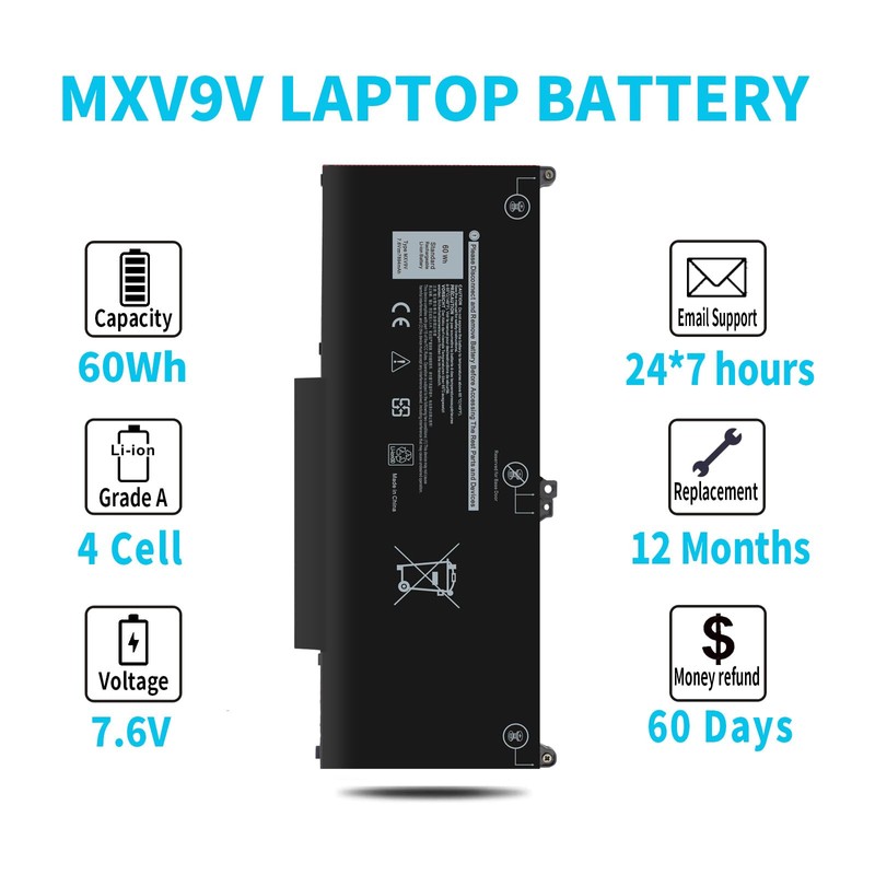 MXV9V 7.6V 60Wh Laptop Battery for Dell Latitude 7400 7300