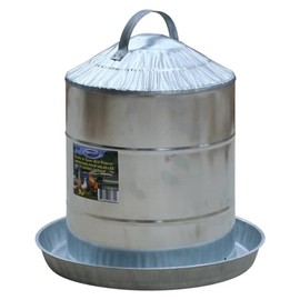 FARM-TUFF Double Wall Cone Top Galvanized Metal Automatic Poultry Fountain Waterer for Chickens, 5 Gallon Capacity