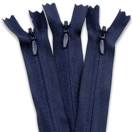 3 X Invisible Zips | Navy, 26 Inch / 65cm | Closed-Ended Concealed Zipper for Sewing by UMTMedia®