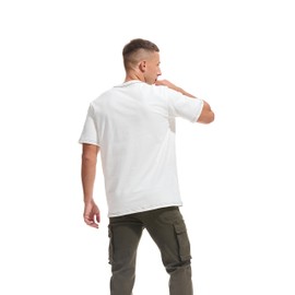 VEIISAR Men's Heavy Weight Crew Neck T-Shirt - Mens Premium Cotton Thick Tee Pre Shrunk White S