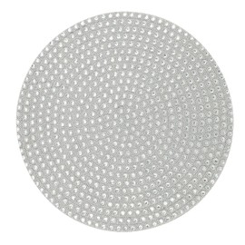 Montaigne Placemat - Stone, Glass Rhinestones, Round Pattern, Protective Felt Back, for Sophisticated Dining Table Settings, Events, Weddings, Stone, 15", Sold Individually