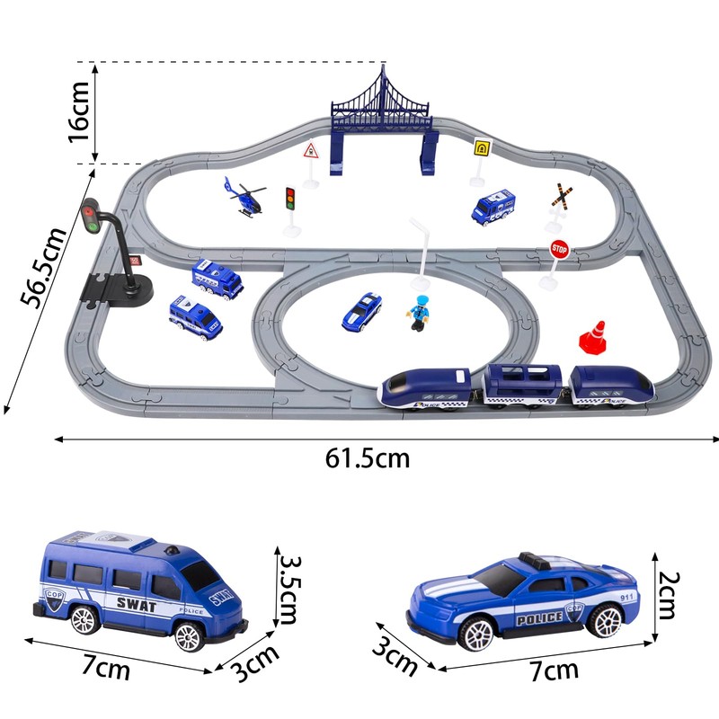 LZDMY Electric Car Racing Track Railway Children (72 Pieces)