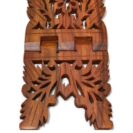 Unbranded Holybook Holder Stand Unique Holidays Gift Rihal Rehal Rail Wooden Carved 15"x7"