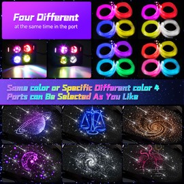 Car Starlight Headliner Kit, 4 Colors 32W Twinkle & Meteor Fiber Optic Ceiling Lights, 2 in 1 Light Engine 500pcs*0.03in*13.1ft+240 RGBW Shooting Stars Lights for Car Home Roof Décor