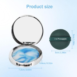 Fixierpuder Make up Transparent, Jelly Make up Puder 10g, Gepresstes Puder, Kompaktpuder mit Spiegel und Puderquaste Rund mit Zufällige Farbe, Gesichtspuder zur Ölkontrolle