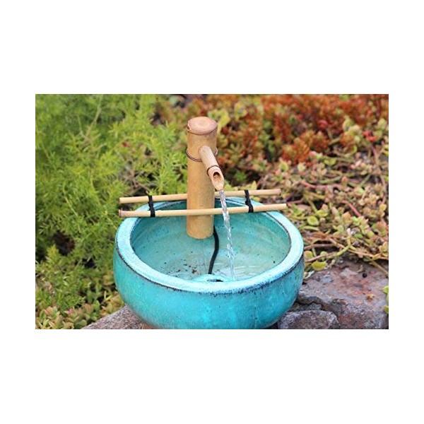 Bamboo Accents Water Fountain with Pump, Indoor/Outdoor Fountain, 7” Adjustable Branch-Style Support Arms, Smooth Split-Resistant Bamboo for a DIY Household Zen Oasis
