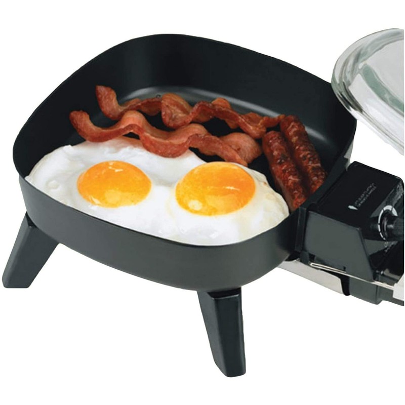 Brentwood SK-45 6" Non-Stick Electric Skillet with Glass Lid, Black,