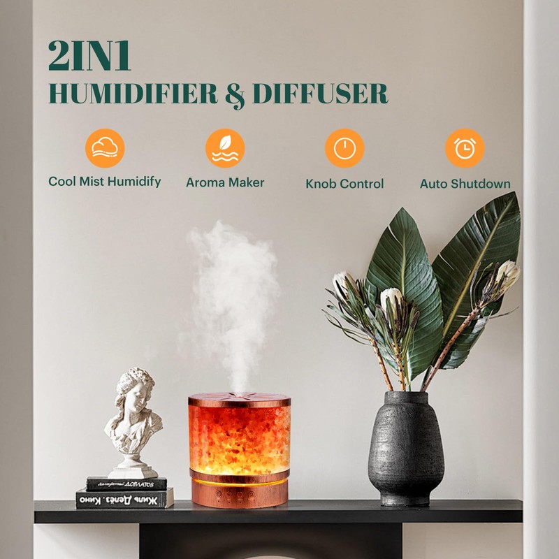 BWJBSW Essential Oil Diffuser Himalayan Salt Lamp Combo 400ml Ultrasonic