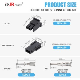 JRready ST6514 2 Circuits Micro-Fit Connector Kit Male Female Receptacle Housing Plug Wire Connector 20-24AWG Terminals Pin Sockets 3.0MM Pitch 10 Complete Set