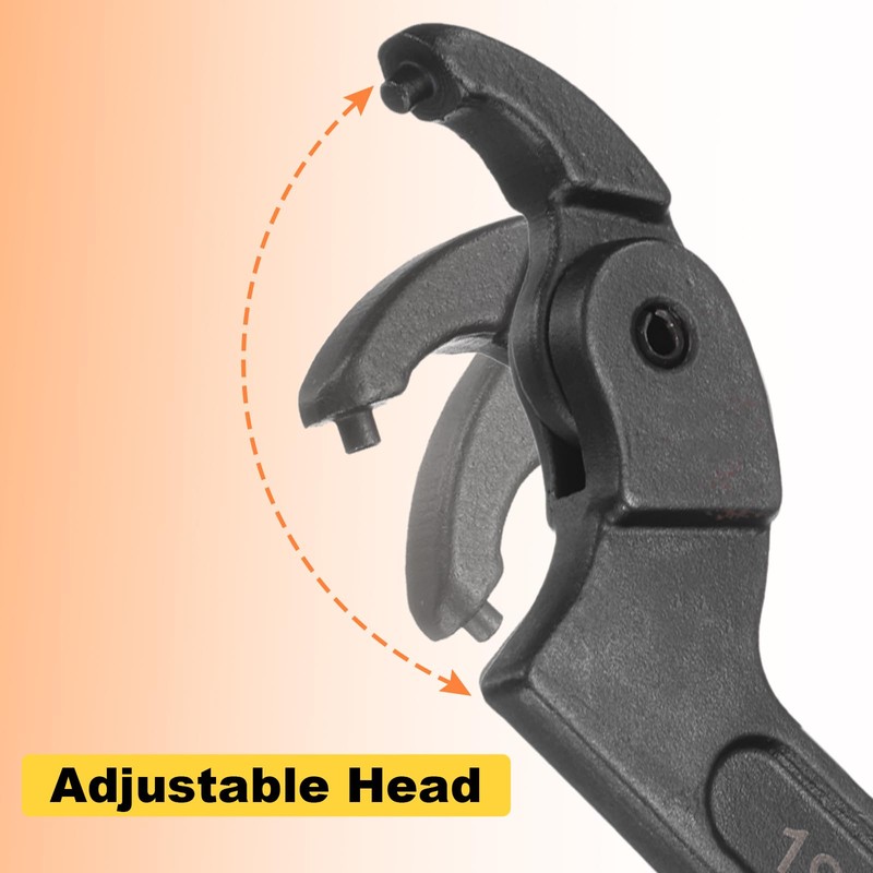 HARFINGTON C Hook Spanner Wrench, 1-1/4 to 3 inches Adjustable