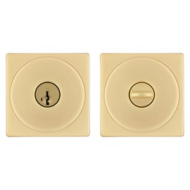 Kwikset Pismo Entry Door Knob with Lock and Key, Secure Keyed Handle Exterior Doorknob, Front Entrance and Bedroom, Satin Brass, Square, Pick Resistant SmartKey Rekey Security, Microban Protection