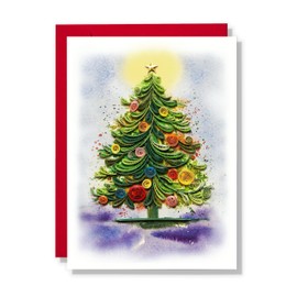 TUMYBee Christmas Tree Snowman Funny Christmas Card, Xmas Card, Greeting Card, Handmade 3D Quilling Card for Love Friend Mom on Christmas, New Year, Thanks Giving, Postcard with Envelop (Christmas Tree)