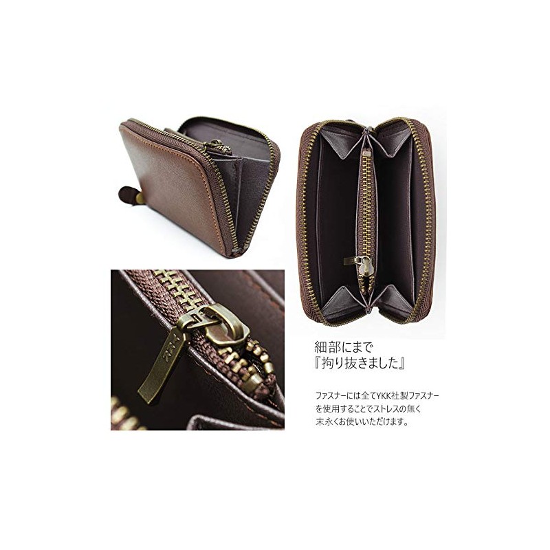 GROOVEGEAR ggs-1003 Round Zipper Coin Case, Small Wallet, Leather, Coin