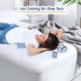 Nestl Queen Size Mattress Protector, Cooling Waterproof Mattress Protector Queen, Washable Mattress Cover, Waterproof Mattress Pad, Fitted Queen Mattress Protector Waterproof 21" Deep Pocket