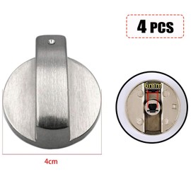 4 Pcs Cooker Knobs,Gas Stove 6MM Universal Replacement,Metal Parts Silver Stoves Switch Control Adaptors for New Kitchen Cooktop,Hob,Oven,Thermostat,Precise Temperature Burner Accessories Button