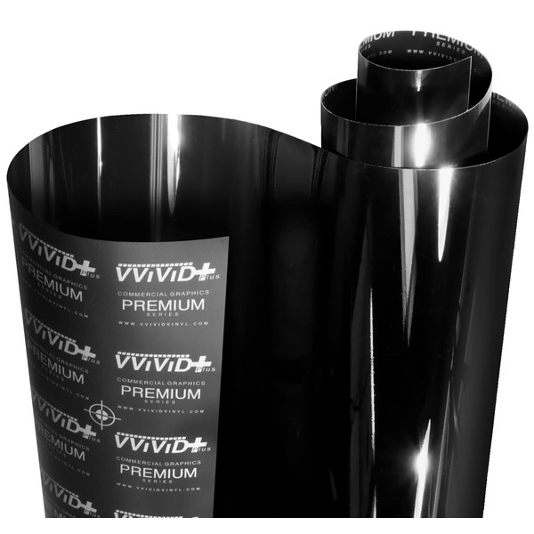 VViViD+ Ultra Gloss Premium Vinyl Car Wrap Film (1ft x 5ft, Gloss Piano Black)