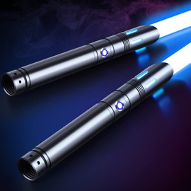 ANASABER Light Saber, Dueling Lightsaber 2 Pack, 12Color RGB Lightsabers with Metal Hilt, 4 Sound Fonts, FX Double-bladed Light Sabers for Kids Adults Birthday Xmas Gift, Halloween Cosplay, Black S8