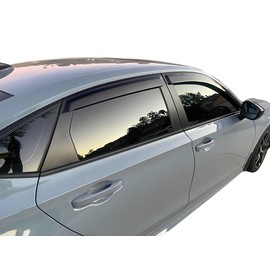 2022-2025 Tape-On Side Window Rain Guards Visor Deflectors for Honda Civic Sedan Lx Ex Si Hpt Sport Touring Smoke Tinted Protectors 2023 2024