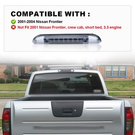 G-PLUS Third 3rd Brake Cargo Light Compatible With 2001-2004 Nissan Frontier Pickup Rear Roof Center High Mount Tail Lamps Replacement Black Housing Clear Lens