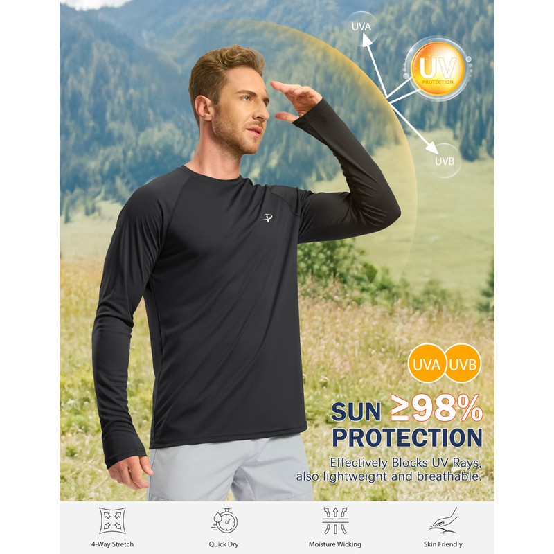 Pudolla Men's Sun Protection Shirts UV SPF UPF 50+ Rash