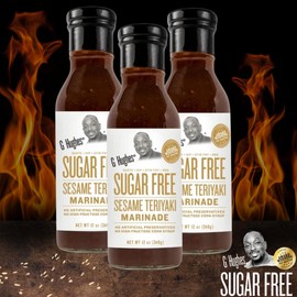 G Hughes Sugar Free Sesame Teriyaki Marinade - Gluten Free Teriyaki Sauce, Asian Sauces, Sugar Free BBQ Sauces, No Added Sugar - 12 Oz (3-Pack)